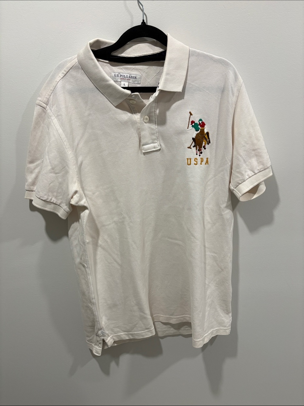 U.S. Polo Assn. Cream Polo with Multicolor Embroidered Logo